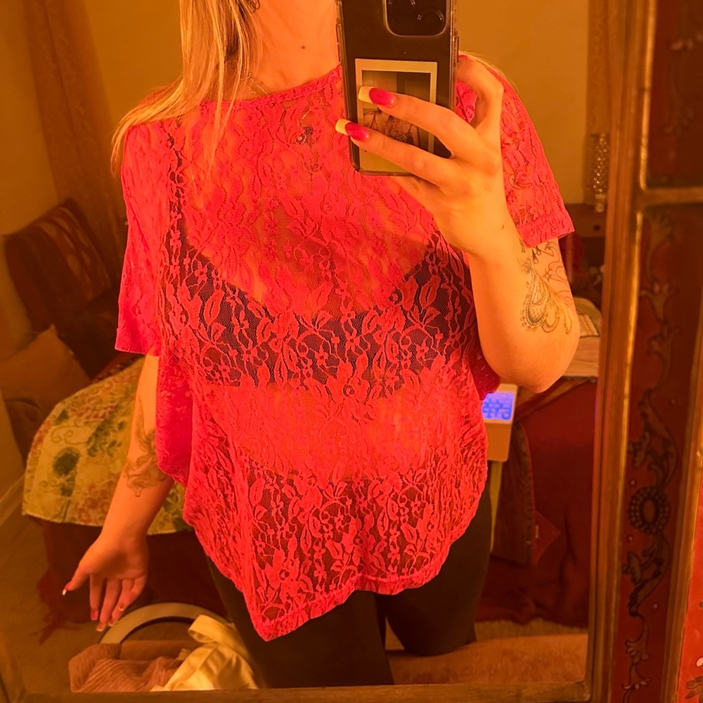 Hot pink lacy top